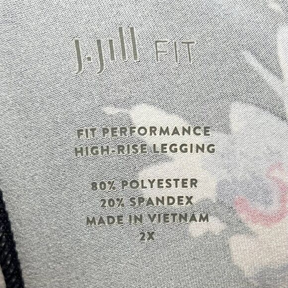 J. Jill Fit High-Rise Performance Leggings Navy Blue Hazy Blooms 2X Gym Workout - Picture 5 of 6